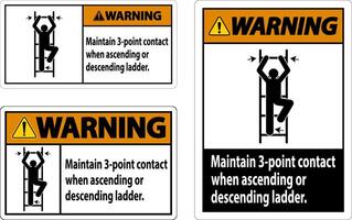 Warning Maintain 3 Point Contact When Ascending Or Descending Ladder vector