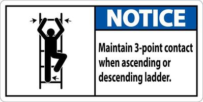 Notice Maintain 3 Point Contact When Ascending Or Descending Ladder vector