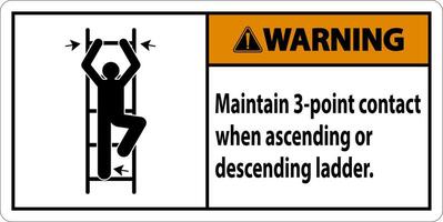 Warning Maintain 3 Point Contact When Ascending Or Descending Ladder vector