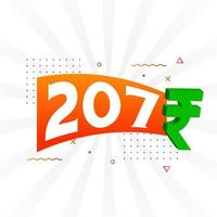 207 Rupee symbol bold text vector image. 207 Indian Rupee currency sign vector illustration