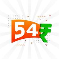 54 Rupee symbol bold text vector image. 54 Indian Rupee currency sign vector illustration