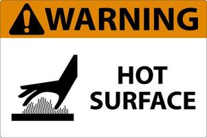 Warning Hot Surface Label Sign On White Background vector