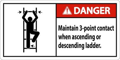 Danger Maintain 3 Point Contact When Ascending Or Descending Ladder vector