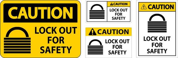 Caution Lock Out Label Sign On White Background vector