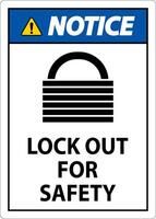 Notice Lock Out Label Sign On White Background vector