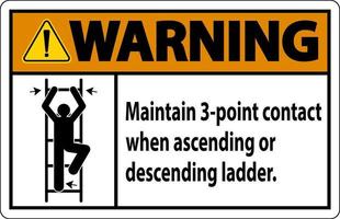 Warning Maintain 3 Point Contact When Ascending Or Descending Ladder vector
