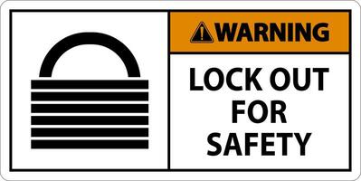 Warning Lock Out Label Sign On White Background vector