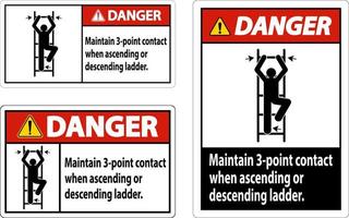 Danger Maintain 3 Point Contact When Ascending Or Descending Ladder vector