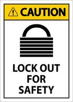 Caution Lock Out Label Sign On White Background vector