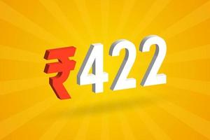 422 Rupee 3D symbol bold text vector image. 3D 422 Indian Rupee currency sign vector illustration