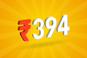 394 Rupee 3D symbol bold text vector image. 3D 394 Indian Rupee currency sign vector illustration