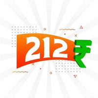 212 Rupee symbol bold text vector image. 212 Indian Rupee currency sign vector illustration