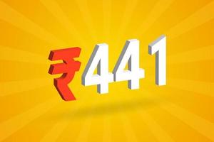 441 Rupee 3D symbol bold text vector image. 3D 441 Indian Rupee currency sign vector illustration