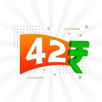 42 Rupee symbol bold text vector image. 42 Indian Rupee currency sign vector illustration