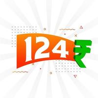 124 Rupee symbol bold text vector image. 124 Indian Rupee currency sign vector illustration