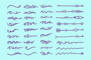 conjunto de vectores de arte de ilustración de hoja de flechas dibujadas a mano
