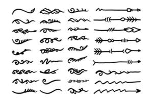 Vector set of hand-drawn arrows leaf illustration art