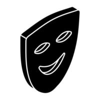 Happy face mask, theater mask icon vector