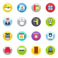 Pack of Home Accessories Flat Icons vector