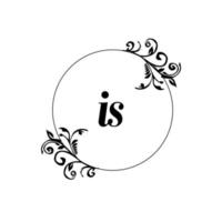 Initial IS logo monogram letter feminine elegance vector