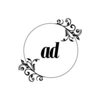 Initial AD logo monogram letter feminine elegance vector