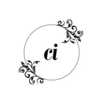 Initial CI logo monogram letter feminine elegance vector