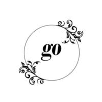 Initial GO logo monogram letter feminine elegance vector