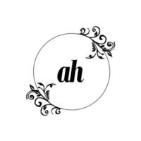 inicial ah logo monograma carta elegancia femenina vector