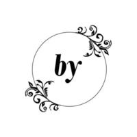 Initial BY logo monogram letter feminine elegance vector