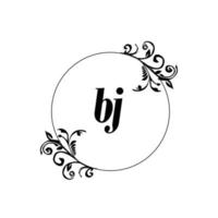 Initial BJ logo monogram letter feminine elegance vector