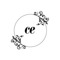 Initial CE logo monogram letter feminine elegance vector
