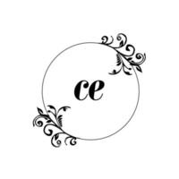 inicial ce logo monograma carta elegancia femenina vector