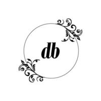 inicial db logo monograma carta elegancia femenina vector