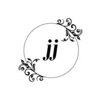 inicial jj logo monograma carta elegancia femenina vector