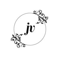 inicial jv logo monograma carta elegancia femenina vector