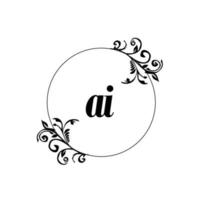 Initial AI logo monogram letter feminine elegance vector