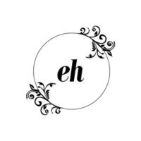 inicial eh logo monograma carta elegancia femenina vector