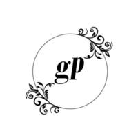 Initial GP logo monogram letter feminine elegance vector