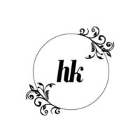 Initial HK logo monogram letter feminine elegance vector