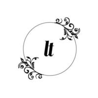 inicial lt logo monograma carta elegancia femenina vector