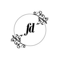 inicial fd logo monograma carta elegancia femenina vector