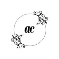 inicial ac logo monograma carta elegancia femenina vector