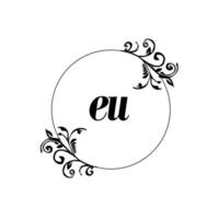 Initial EU logo monogram letter feminine elegance vector