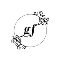 inicial gf logo monograma carta elegancia femenina vector