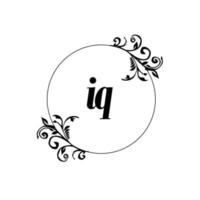 Initial IQ logo monogram letter feminine elegance vector