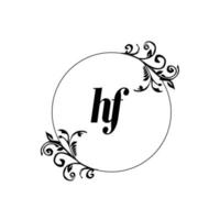 inicial hf logo monograma carta elegancia femenina vector