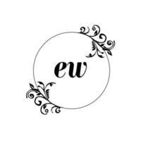 Initial EW logo monogram letter feminine elegance vector