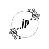 Initial JP logo monogram letter feminine elegance vector