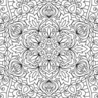 Decorative henna design coloring book page illustration