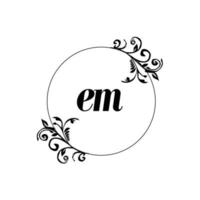 Initial EM logo monogram letter feminine elegance vector